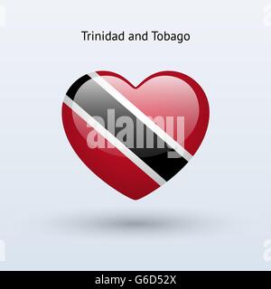 Liebe-Trinidad und Tobago-Symbol. Herz-Flagge-Symbol. Stock Vektor
