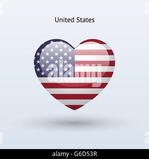 Liebe USA Symbol. Herz-Flagge-Symbol. Stock Vektor