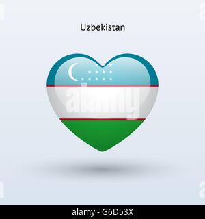 Liebe-Usbekistan-Symbol. Herz-Flagge-Symbol. Stock Vektor