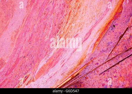 Bunte Nasslack spill Hintergrund in hohem Kontrast rosa Regenbogenfarben, abstrakte Textur Kunst Hintergrund. Stockfoto