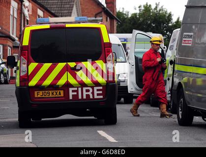 Tödliche Hausbrand in Leicester Stockfoto