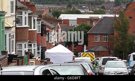 Tödliche Hausbrand in Leicester Stockfoto