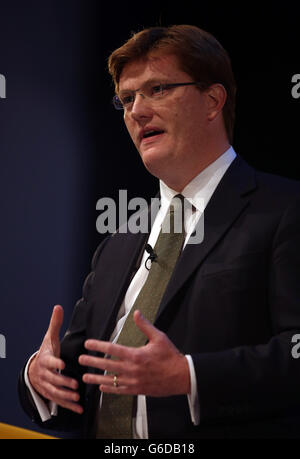 Finanzminister Danny Alexander hält seine Rede vor den Mitgliedern der Liberaldemokratischen Partei auf ihrer Konferenz in Glasgow. Stockfoto