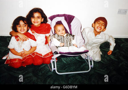 Undated Collect Foto von Moazzam Begg's Kindern. Britische Häftlinge in Guantanamo Bay werden zu den ersten Gefangenen gehören, die vor geheimen Militärgerichten vor Gericht gestellt werden, stellte sich heraus. * Moazzam, 35, und Feroz Abbasi, 23, stehen auf der ersten Liste von sechs Personen, die mit der Todesstrafe konfrontiert werden könnten, obwohl die USA weder Anschuldigungen noch genaue Details der Gerichte freiließen. Beide Männer werden beschuldigt, al-Qaida-Terroristen zu sein. Heute Moazzam Vater Azmat Begg sagte, er sei besorgt, sein Sohn, ein Vater von vier, würde nicht erhalten eine faire Studie. Stockfoto