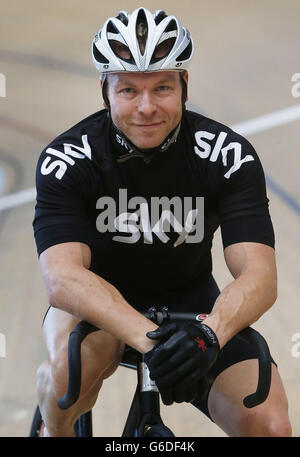 Sir Chris Hoy im Sir Chris Hoy Velodrome in Glasgow, Schottland. Stockfoto