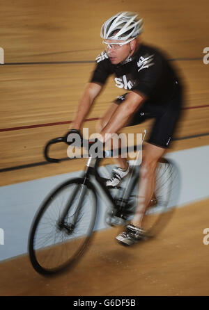 Sir Chris Hoy im Sir Chris Hoy Velodrome in Glasgow, Schottland. Stockfoto