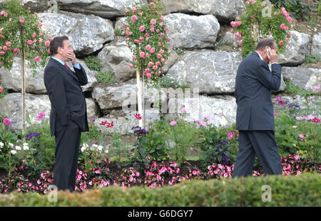 G8-Gipfel Schroeder Chirac Stockfoto