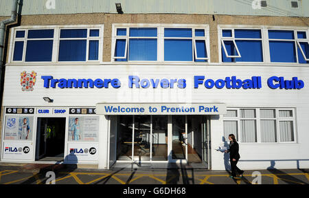 Fußball - Johnstone's Paint Trophy - Northern Area - First Round - Tranmere Rovers gegen Fleetwood Town - Prenton Park. Ein allgemeiner Blick auf den Prenton Park, Heimat von Tranmere Rovers Stockfoto