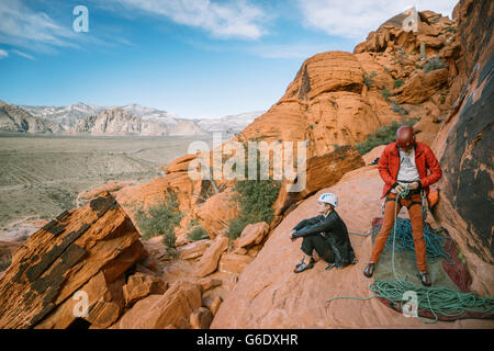 Kletterer im Red Rock Canyon, Nevada Stockfoto