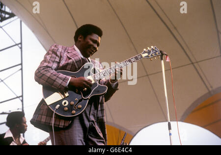 B. B. B. King, der gefeierte amerikanische Bluesgitarrist, auf der Bühne im Alexander Palace in Nord-London während des Capital Radio Jazz Festivals, einer sechstägigen Extravaganz. Stockfoto