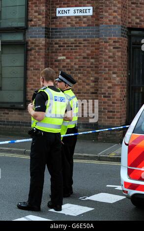 Tödliche Hausbrand in Leicester Stockfoto