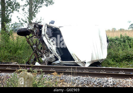 Evesham - Minibus / Schiene Abbruch Stockfoto