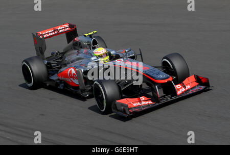 McLaren Mercedes Sergio Perez am Qualifying-Tag für den Großen Preis von Italien 2013 beim Autodromo di Monza in Monza, Italien. Stockfoto