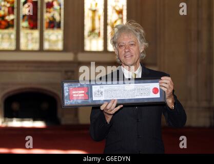 Geldof erhält die Freiheit von der City of London Stockfoto