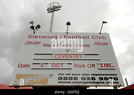 Fußball - Himmel Bet League One - Stevenage gegen Coventry City - Lamex Stadion Stockfoto