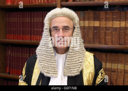 Sir Brian Leveson, Präsident der Queen's Bench Division am Royal Courts of Justice, Central London. Stockfoto