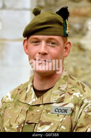 CPL Richard Cook vom Royal Regiment of Scotland, der in den Dispatches erwähnt wurde, vor der vollständigen Operational Honors List 41, die am Freitag im London Gazette veröffentlicht wird. Stockfoto