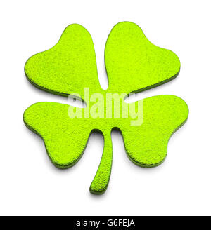 Grünes Metall Four Leaf Clover Isolated on White Background. Stockfoto