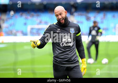 Fußball - Barclays Premier League - Manchester City / Everton - Etihad Stadium. Tim Howard, Torwart von Everton Stockfoto