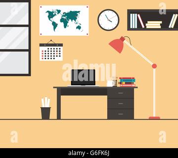 Moderne Büro-flache Innenarchitektur-Vektor-illustration Stock Vektor