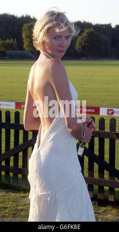 Supermodel Jodie Kidd nimmt an der Vorstellung ihrer innovativen Eventfirma Pret-a-Polo Teil, die im Guards Polo Club, Windsor Great Park, Surrey, stattfindet. Stockfoto