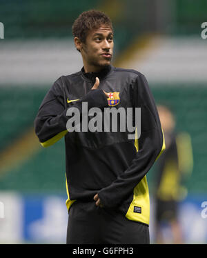 Neymar aus Barcelona während einer Trainingseinheit im Celtic Park, Glasgow. Stockfoto