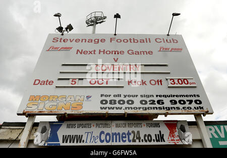 Fußball - Himmel Bet League One - Stevenage gegen Coventry City - Lamex Stadion Stockfoto