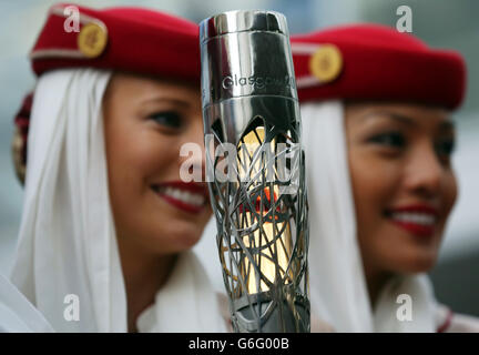 Glasgow 2014 Commonwealth Games Baton Blätter Schottland - Glasgow Flughafen Stockfoto