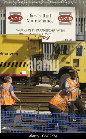 Kings Cross Track Reparaturarbeiten Stockfoto