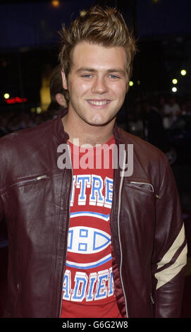 Bryan McFadden bei der italienischen Jobpremiere. Bryan McFadden von der Irish Boy Band Westliffe bei der Premiere des italienischen Jobs in London Stockfoto