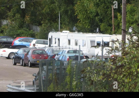 Französischen Reisenden Feldlager in Newport Stockfoto