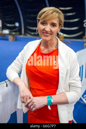 Sinn Féin MEP für Martina Anderson im Titanic Exhibition Centre in Belfast, Nordirland für die Auszählung der Stimmen in das EU-Referendum. Stockfoto