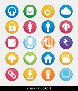 Multimedia-Icon-Set. Social-Media-Design. Vektorgrafik Stock Vektor