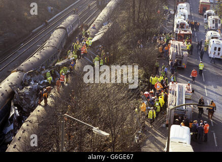 Katastrophen und Unfälle - Clapham Verzweigung Schiene Abbruch - 1988 Stockfoto