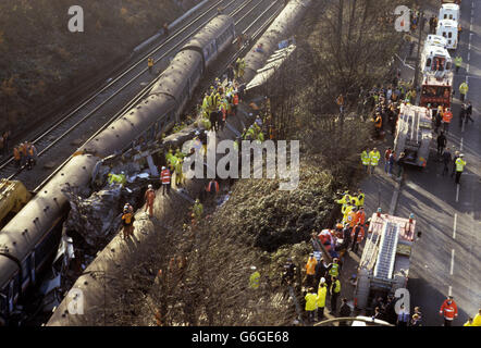 Katastrophen und Unfälle - Clapham Verzweigung Schiene Abbruch - 1988 Stockfoto