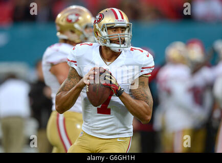 American Football - NFL International Series 2013 - San Francisco 49ers gegen Jacksonville Jaguars - Wembley Stadium. Colin Kaepernick, ein Quarterback der San Francisco 49ers Stockfoto