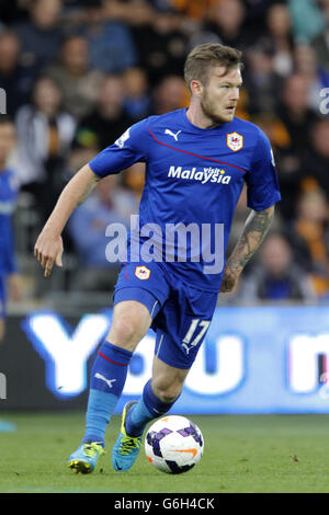 Fußball - Barclays Premier League - Hull City / Cardiff City - KC Stadium. Aron Gunnarsson, Cardiff City Stockfoto