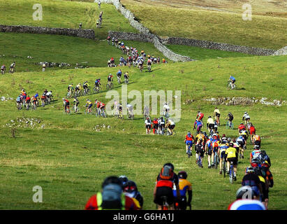 Drei Zinnen Radrennen querfeldein. Stockfoto