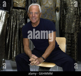 Modedesigner Giorgio Armani bei der Vorstellung von Giorgio Armani: A Retrospective an der Royal Academy of Arts im Zentrum von London. Die große Ausstellung wird die Karriere des international renommierten Modedesigners erforschen. Stockfoto