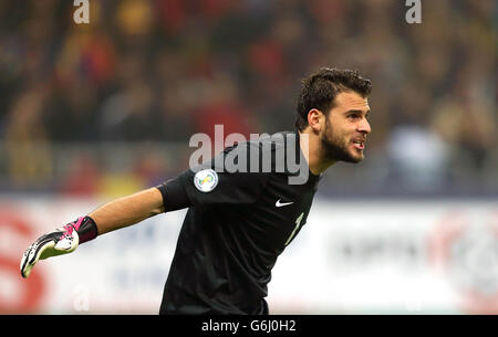 Fußball – FIFA-Weltmeisterschaft Qualifikation – Play-off – zweite Etappe – Rumänien – Griechenland – Nationalarena. Griechenland-Torwart Orestis Karnezis Stockfoto