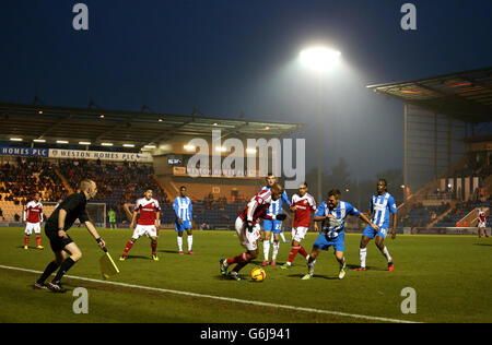 Fußball - Himmel Bet League One - Colchester United gegen Swindon Town - The Weston Häuser Community Stadium Stockfoto