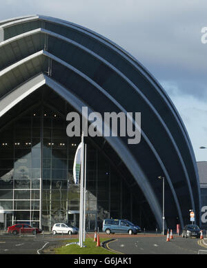 Das Clyde Auditorium in Glasgow, Teil des Scottish Exhibition and Conference Centre Precinct, einer der Austragungsorte der Commonwealth Games 2014 in Glasgow. Stockfoto