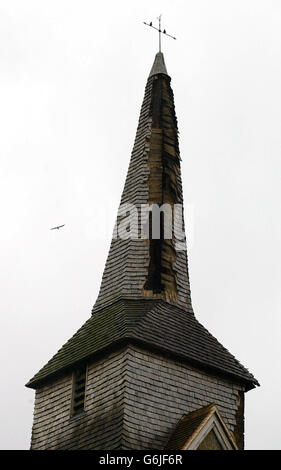 St-Andreas Kirche nach Blitzeinschlag Stockfoto