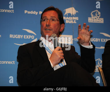 Mark McCafferty von Premiership Rugby während der Plenarsitzung im European Club Rugby - der größte "Spielewechsler" seit dem Beginn der Rugby-Expo 2013 im Twickenham Stadium Stockfoto