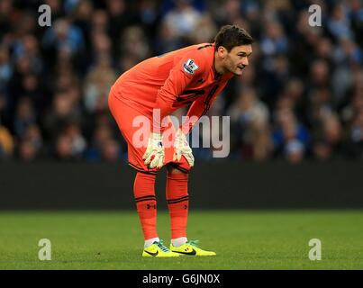 Fußball - Barclays Premier League - Manchester City / Tottenham Hotspur - Etihad Stadium. Tottenham Hotspur-Torwart Hugo Lloris Stockfoto