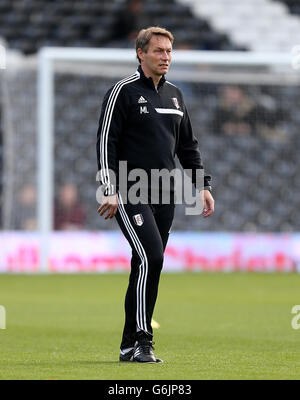 Fußball - Barclays Premier League - Fulham gegen Swansea City - Craven Cottage. Michael Lindeman, Trainer von Fulham Stockfoto