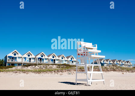 Rettungsschwimmer Stuhl am Strand, Montauk, East Hampton, New York State, USA Stockfoto