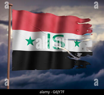 Syrische Flagge mit IS schreiben, Computer Grafik Stockfoto