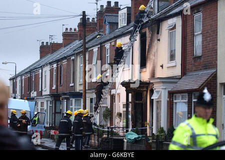 Hausbrand in Goole Stockfoto