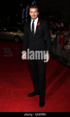 David Beckham kommt zur Weltpremiere der Class of 92 am Odeon Leicester Square im Zentrum von London an. Stockfoto